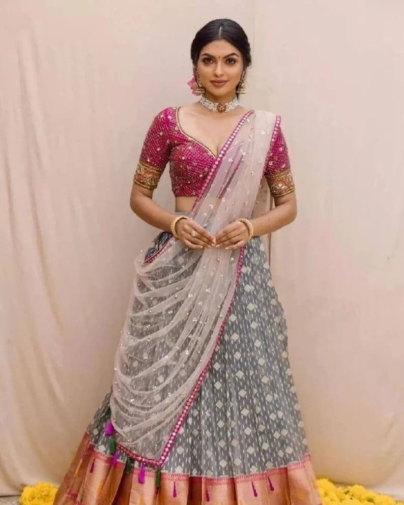 Beautiful Kanjivaram Silk Half Saree Party Wear