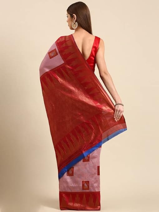 Art Silk Saree-Geometric Design With Blouse Piece