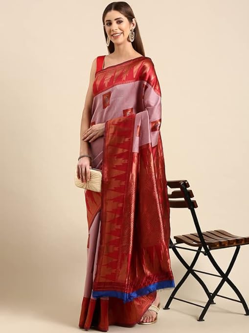 Art Silk Saree-Geometric Design With Blouse Piece