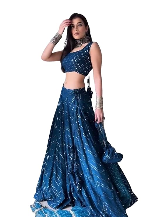 Womens Georgette Semi-Stitched Lehenga Choli Set