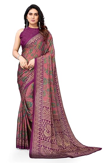 Floral and  Printed Saree with Blouse Piece