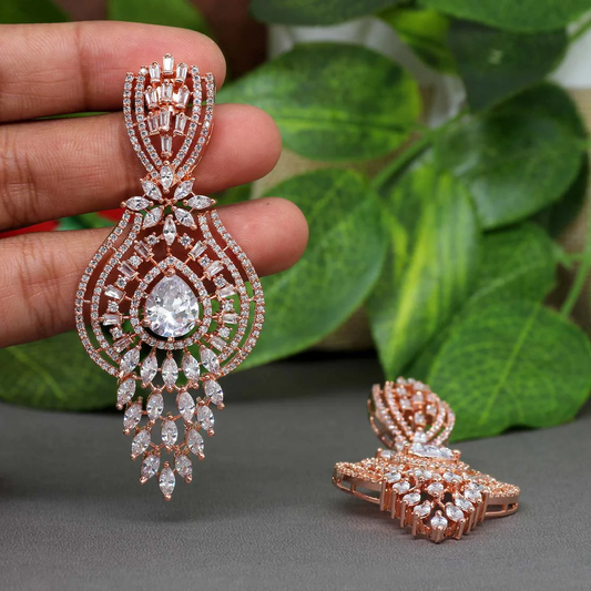 American Diamond Rose Gold color Earrings