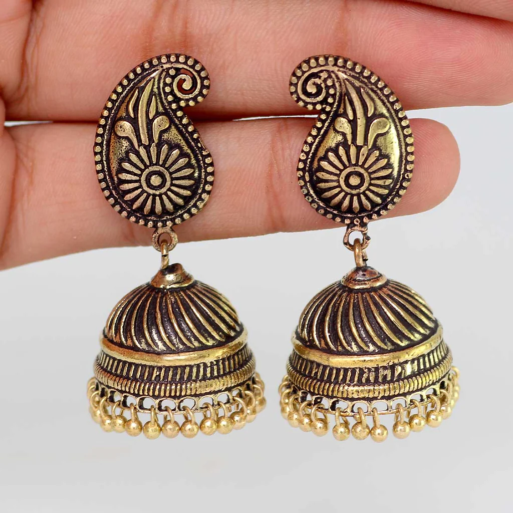 Oxidized Gold-Plated Handmade Brass Jhumki