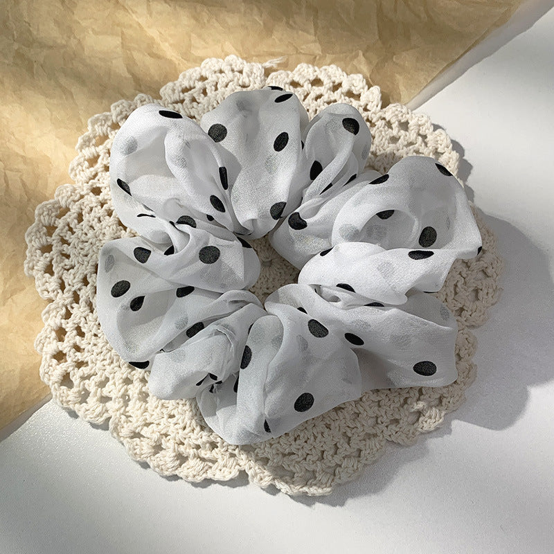 large dot print scrunchie, handmade