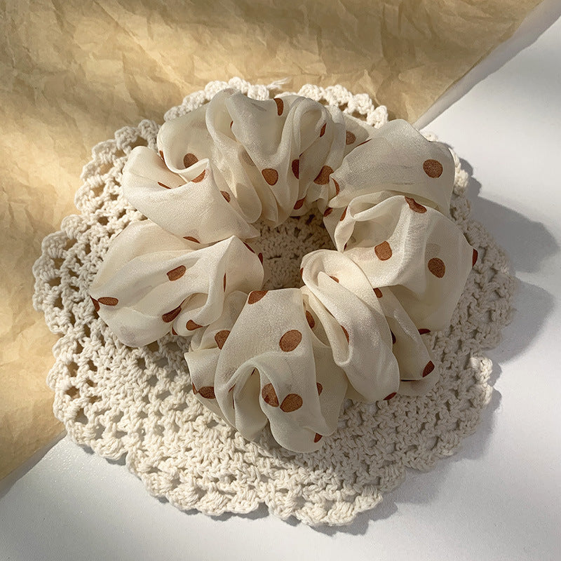 large dot print scrunchie, handmade