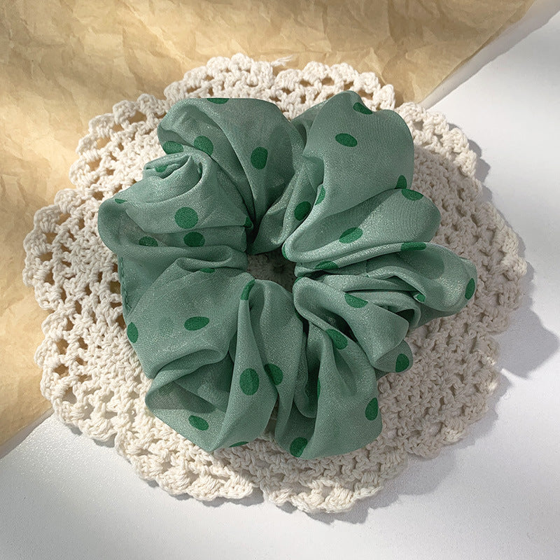 large dot print scrunchie, handmade