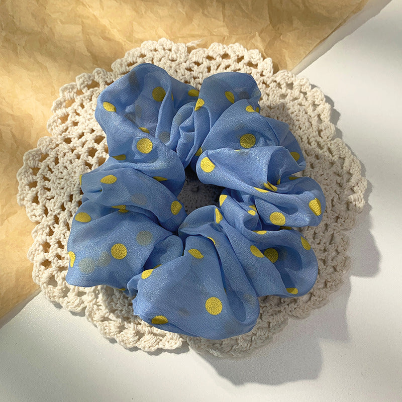 large dot print scrunchie, handmade