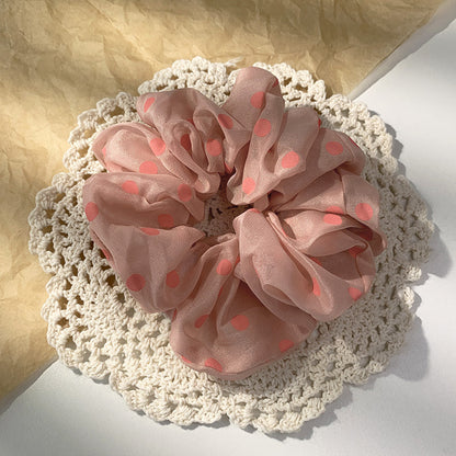 large dot print scrunchie, handmade