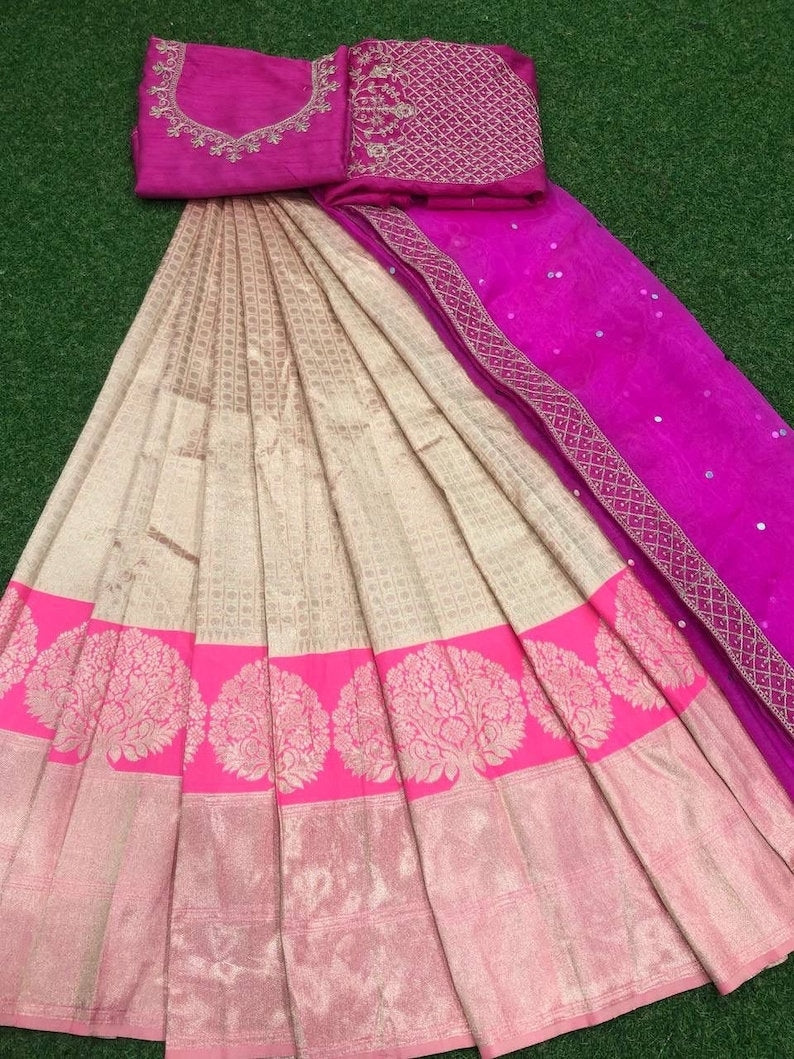 Pure Kanjivaram Half Saree Choli with, Party & Wedding wear Pure Silk Lehenga Choli - Indian Clothing Store Christchurch, NZ | Buy Ethnic Wear Online– buizee Ethnic Indian Wear