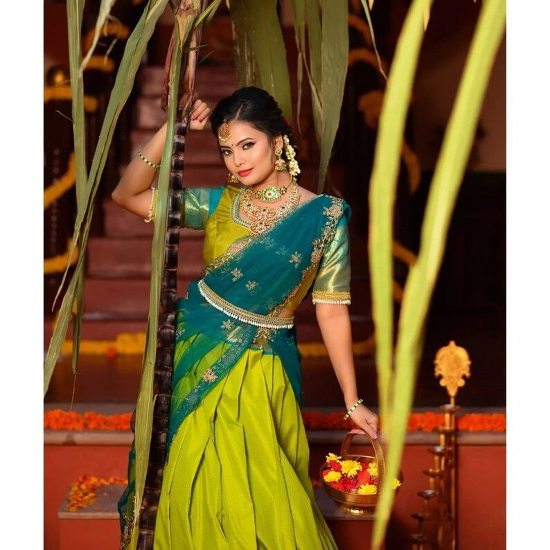 banarasi silk half Saree lehenga wadding woman half saree lehenga - Indian Clothing Store Christchurch, NZ | Buy Ethnic Wear Online– buizee Ethnic Indian Wear