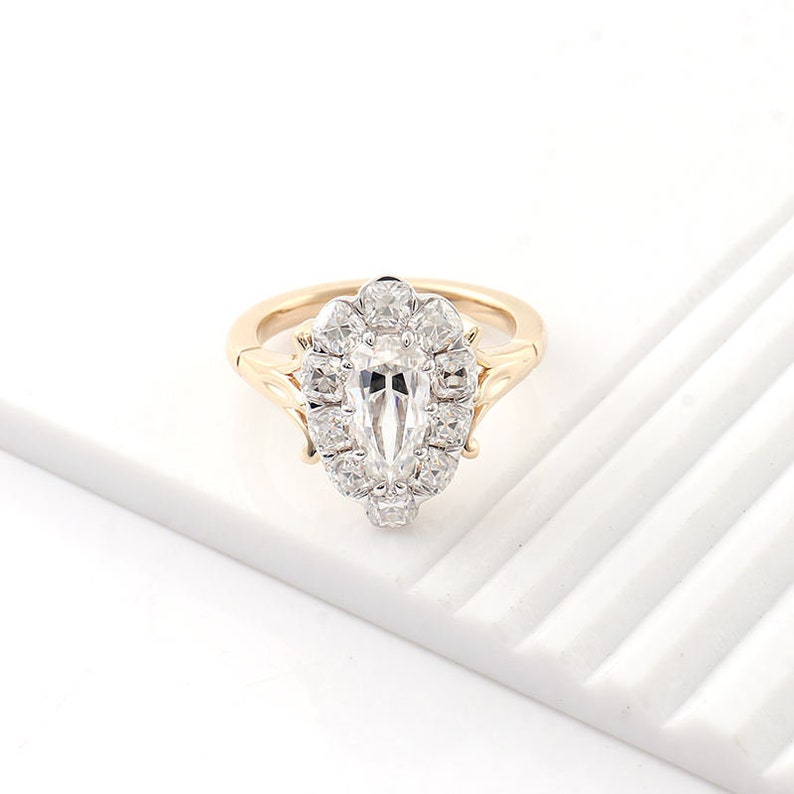 1 Carat Pear Cut Moissanite Ring/Pear Cut Moissanite Ring/Pear Diamond Ring