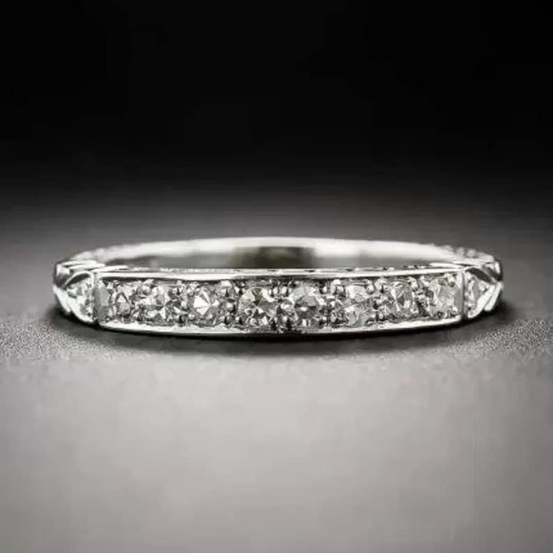 Vintage Retro Circa 1880s Art Deco Diamond Band Ring, Diamond Eternity Ring, Stackable Band