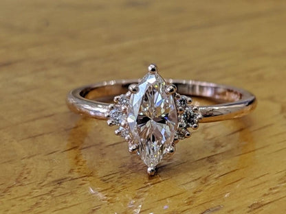 1 Ct Marquise Moissanite Diamond Ring, 14k Gold Victorian Diamond Ring, 925 Silver Ring, Vintage Ring