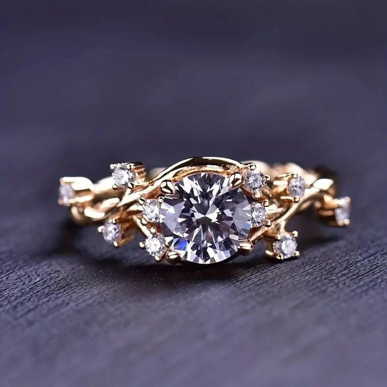 1 Carat Round Cut Moissanite Ring, 14k Solid Gold Ring, Unique Ring Stylish Minimalist Ring