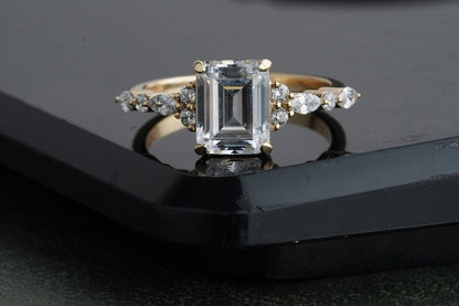 3 CT Emerald Cut Moissanite Ring, Crafted in 18K Gold Marriage Ring, Simple Ring