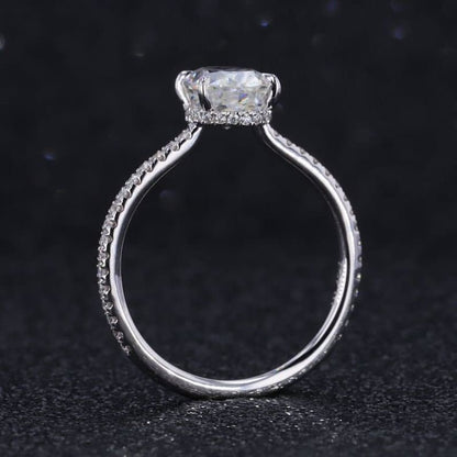 1.20 Ct Oval Cut Moissanite Ring, 10K/ 14K/18K Rose Gold Ring, Moissanite oval Pave band ring