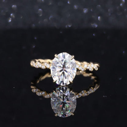 2ct Oval Cut Moissanite Ring, Oval Solitaire Moissanite Ring, 14k Solid Gold Ring, Gift Ring