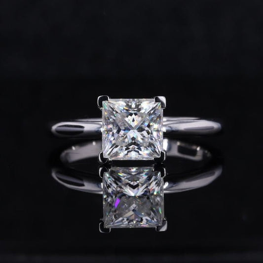 2 CT Princess Moissanite Ring 14k Solid Gold Ring / Solitaire Ring Promise Ring