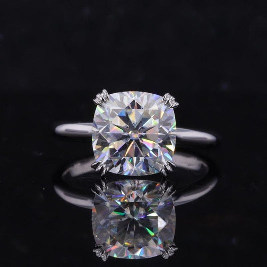 3 CT Cushion Moissanite Ring/Cushion Ring/Hidden Halo Pave Ring/Art Deco Ring