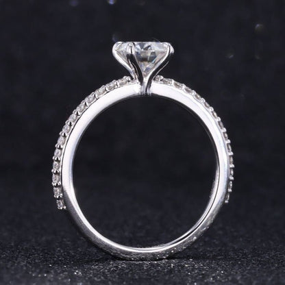 1 Ct Round Cut Moissanite Ring, Round Ring With Halo, Moissanite Ring