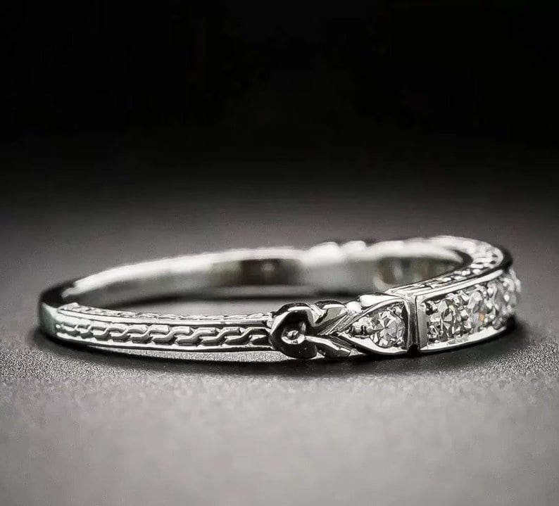 Vintage Retro Circa 1880s Art Deco Diamond Band Ring, Diamond Eternity Ring, Stackable Band