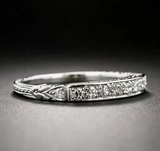 Vintage Retro Circa 1880s Art Deco Diamond Band Ring, Diamond Eternity Ring, Stackable Band