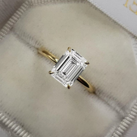 2.5 CT Emerald Cut Moissanite Ring, Emerald Cut Ring, Emerald Solitaire, Solitaire Ring