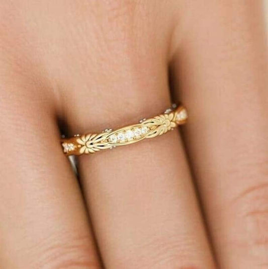 Antique Flower Two Tone Band, Art Deco Diamond Band, Stacking Band, Vintage Band Eternity Band, Antique Band Gifts