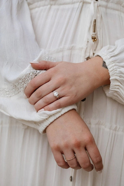 Emerald Cut Diamond Ring, Cluster Ring, Art Deco Ring For Women, 14K Solid Gold Ring