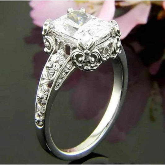 1930s Vintage 2.50 Ct Radiant cut Moissanite Ring, Wedding Ring in 10/14k Gold, Gift for women