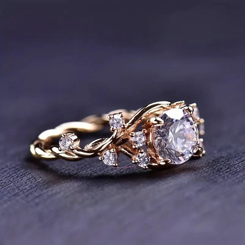 1 Carat Round Cut Moissanite Ring, 14k Solid Gold Ring, Unique Ring Stylish Minimalist Ring