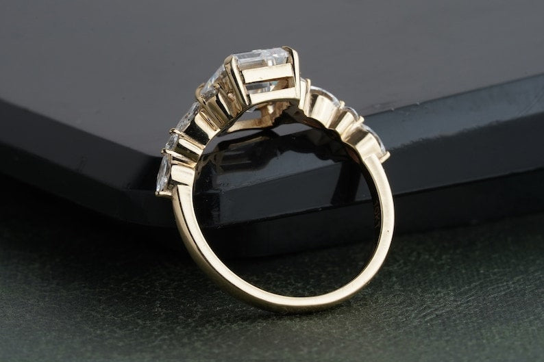 3 CT Emerald Cut Moissanite Ring, Crafted in 18K Gold Marriage Ring, Simple Ring