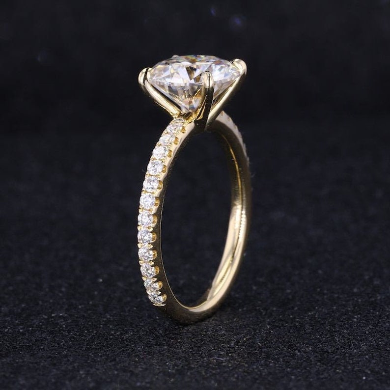 3 Ct Round Cut Moissanite Ring, Moissanite Round Ring,14K Gold Ring For Her, 4 Prongs