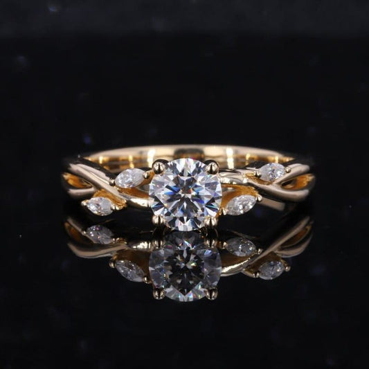 1 CT Round Moissanite Diamond Ring, 14K Rose Gold Ring,  Vintage Ring, Round Ring