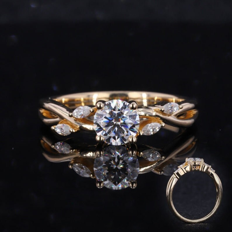 1 CT Round Moissanite Diamond Ring, 14K Rose Gold Ring,  Vintage Ring, Round Ring