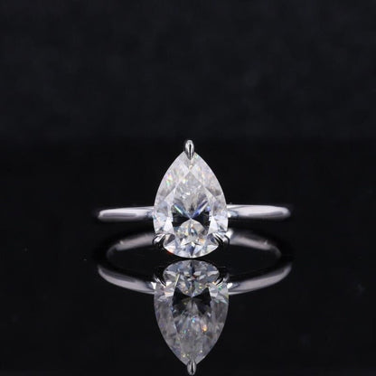 2 CT Pear Shaped Ring Unique Ring 10/14K Teardrop Pear Cut Ring Pear Diamond Ring