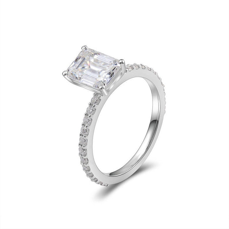 2.75 CT (7x9 mm) Emerald Cut Ring , Promise Ring,Emerald Cut Diamond Ring 10/14K Solid Gold Ring