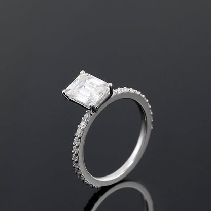 2.75 CT (7x9 mm) Emerald Cut Ring , Promise Ring,Emerald Cut Diamond Ring 10/14K Solid Gold Ring