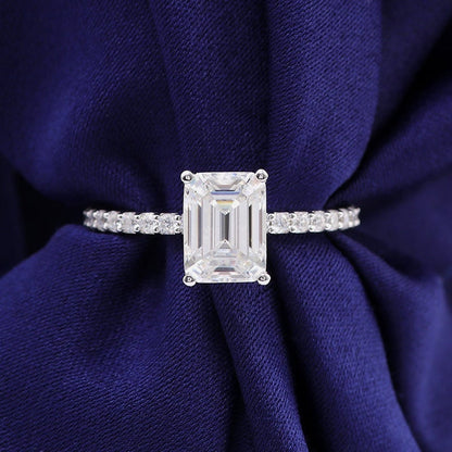 2.75 CT (7x9 mm) Emerald Cut Ring , Promise Ring,Emerald Cut Diamond Ring 10/14K Solid Gold Ring