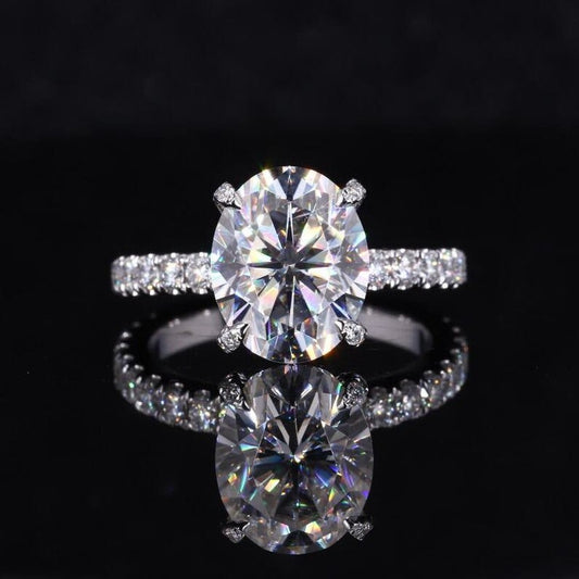 2.50 CT Oval Moissanite Ring 14k Solid Gold Ring Oval Cut Ring Oval Solitaire Ring