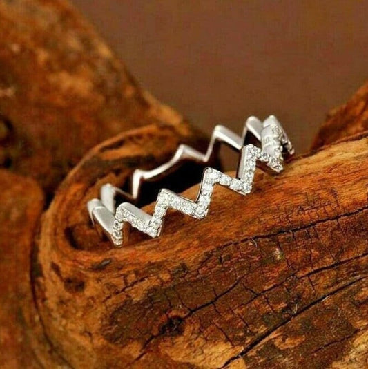 Zig Zag Band Moissanite Band Brilliant Cut Ring Diamond Band