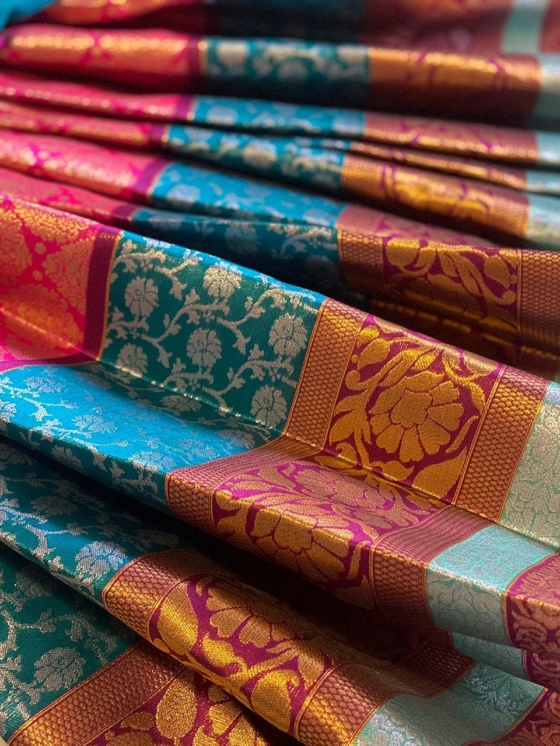 New Kanjivaram Silk With Half Saree Half Saree