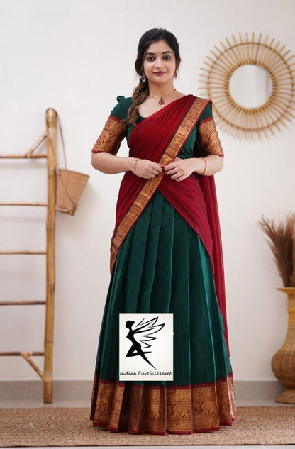 Designer Kanjivaram Silk Half Pure Zari  Indian  Woman Saree