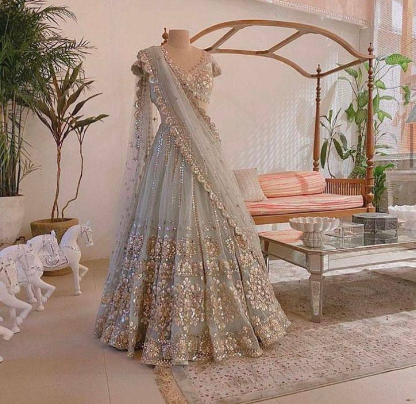 Beautiful sky blue lehanga choli for women  Semistitched Lehenga, Bridesmaid Lehengas,Sabyasachis Lehengas