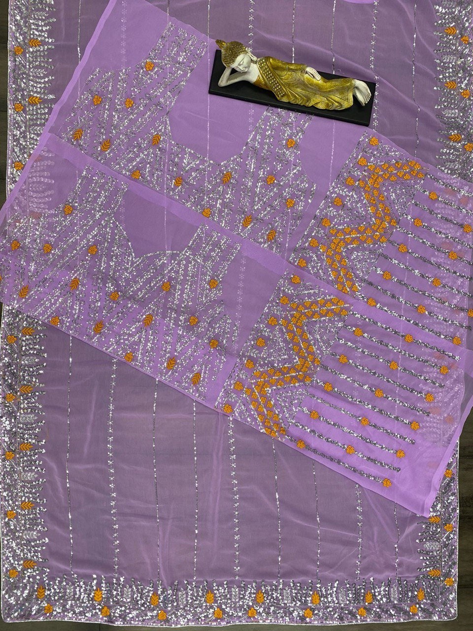 Designed light purple Georgette Saree For Women, Designer Saree,