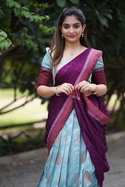 Kanjivaram Silk Half Saree Embroidery Work, Party&saree