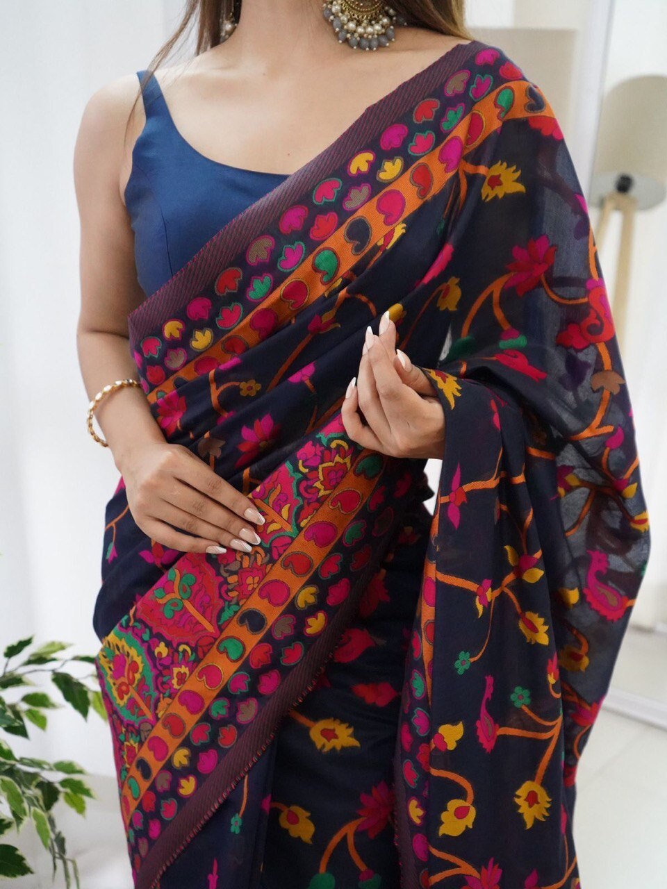 Premium Soft Lichi Silk With work Heavy Work Saree, Indian Sareer