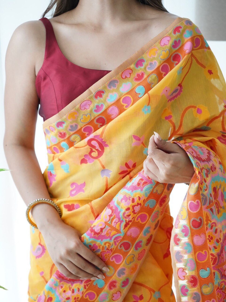 Premium Soft Lichi Silk With work Heavy Work Saree, Indian Sareer