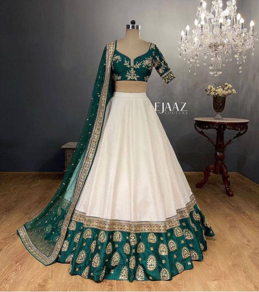 Indian Wear Green Georgette Lehenga Choli Chaniya Choli, Lancha, Semistitched Lehenga, Bridesmaid Lehengas