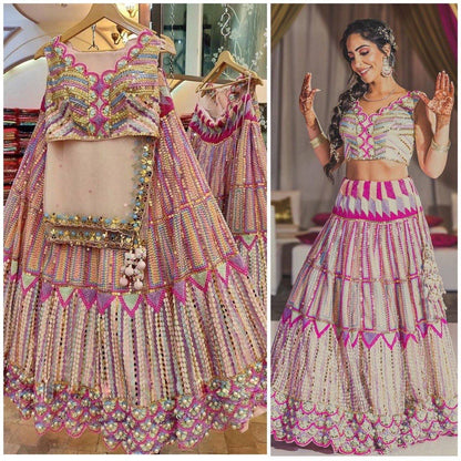 Beautiful multicolor lehenga choli for women Heavy Sequins Embroidered Work & Machine Pearl Work Indo-western Outfits, Indian Outfits,